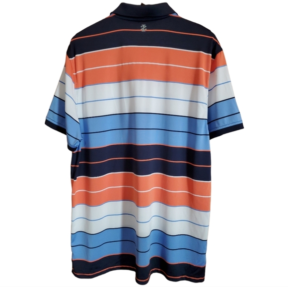 IZOD GOLF XL BLUE ORANGE STRIPPED POLO - Picture 2 of 5